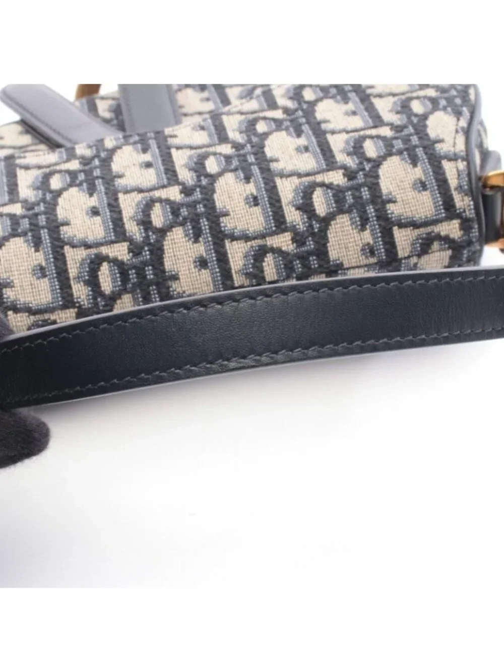 Dior Saddle Bag Mini Oblique Peacock Navy Canvas Leather Ivory - Picture 5 of 6